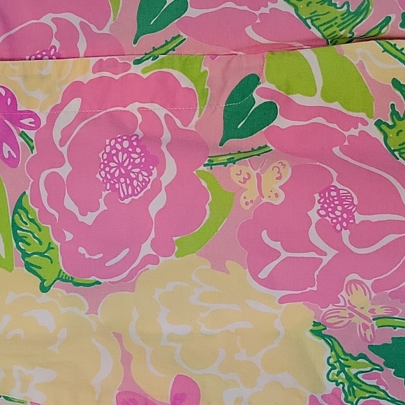 LILLY PULITZER Cropped Pink White Green Yellow Flower Print Pants Size 2 - Picture 3 of 13